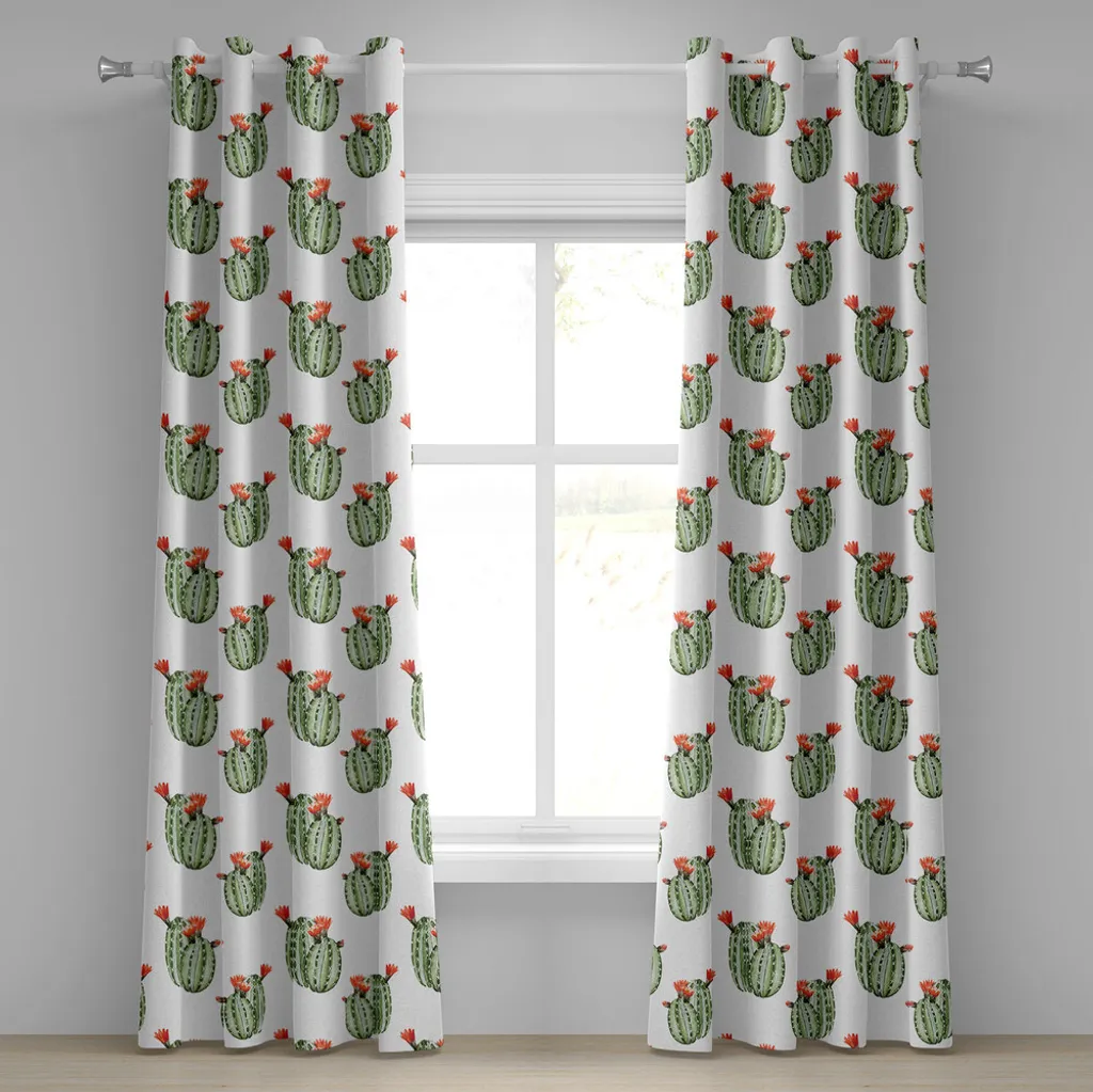 Tende Decorative Messico ABAKUHAUS - Cactus e Fiori Rossi 280x225