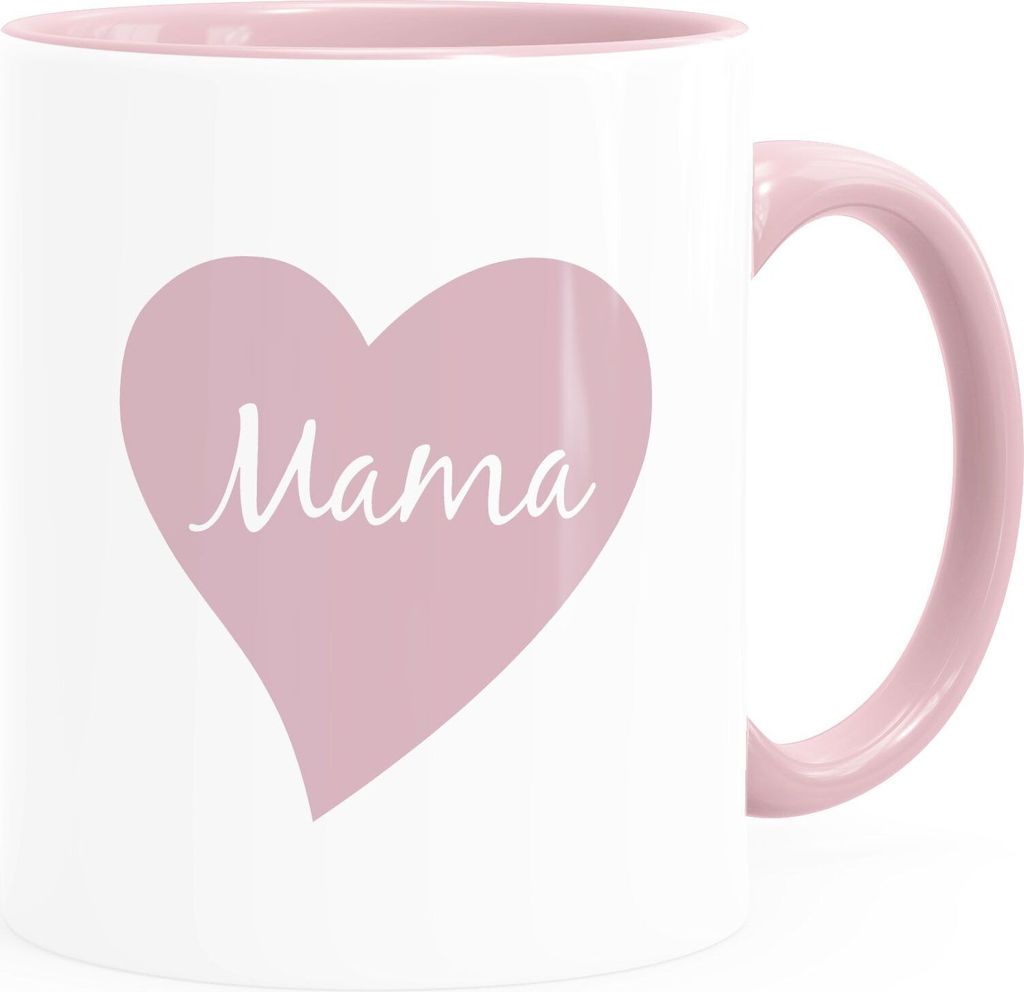 Kaffee-Tasse Herz Mama Inschrift Geschenk für Mutti Muttertag Weihnachten Geburtstag Ostern SpecialMe inner-rosa Keramik-Tasse