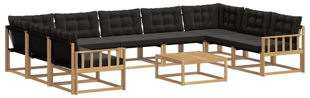 vidaXL Outdoor-Sofagarnitur mit Kissen 10 pcs Weiß und Schwarz