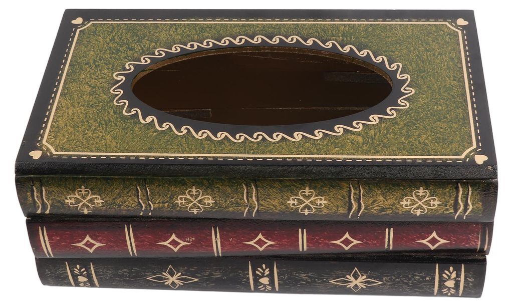 Buch-Taschentuchbox-Abdeckung, antiker rechteckiger Spender, Serviettenhalter für Badezimmer, Wohnzimmer, Büro, Auto, Grün