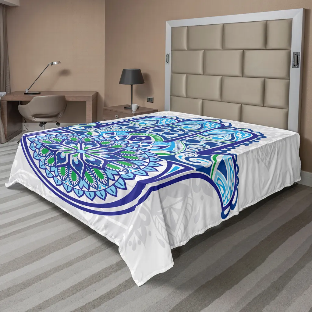 Lenzuolo Hamsa Turchese ABAKUHAUS 275x260 | Stile Etnico per Letto