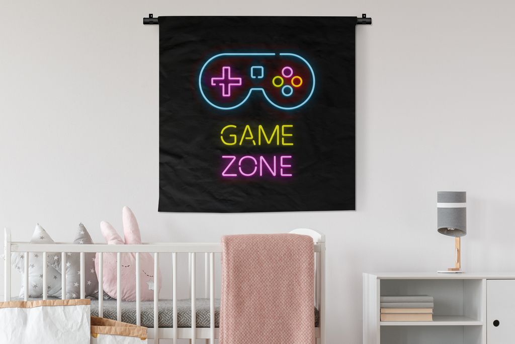 MuchoWow® Wandteppich Wandbehang Controller - Spiel - Neon Produktbild 
