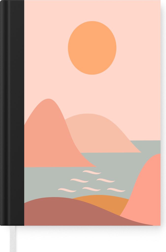 MuchoWow Notizbuch Tagebuch Haushaltsbuch Notebook A5 Abstrakt - Sonne - Meer - Retro - Notizblock - Notizheft - Notebook - Schreibblock - Papier