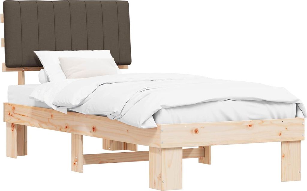 vidaXL Bettgestell mit gepolstertem Kopfteil Taupe 90 x 190 cm