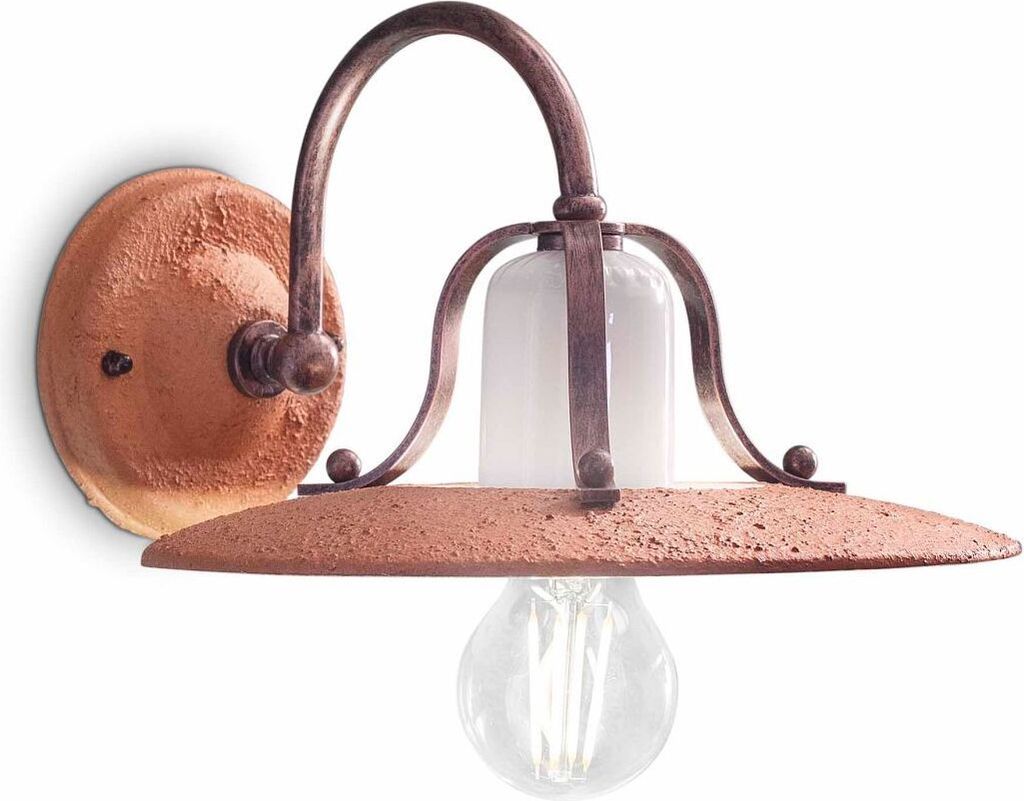 Wandlampe Metall Keramik E27 B: 24 cm in Schwarz Kupfer antik Rostbraun Vintage Design Keramikleuchte
