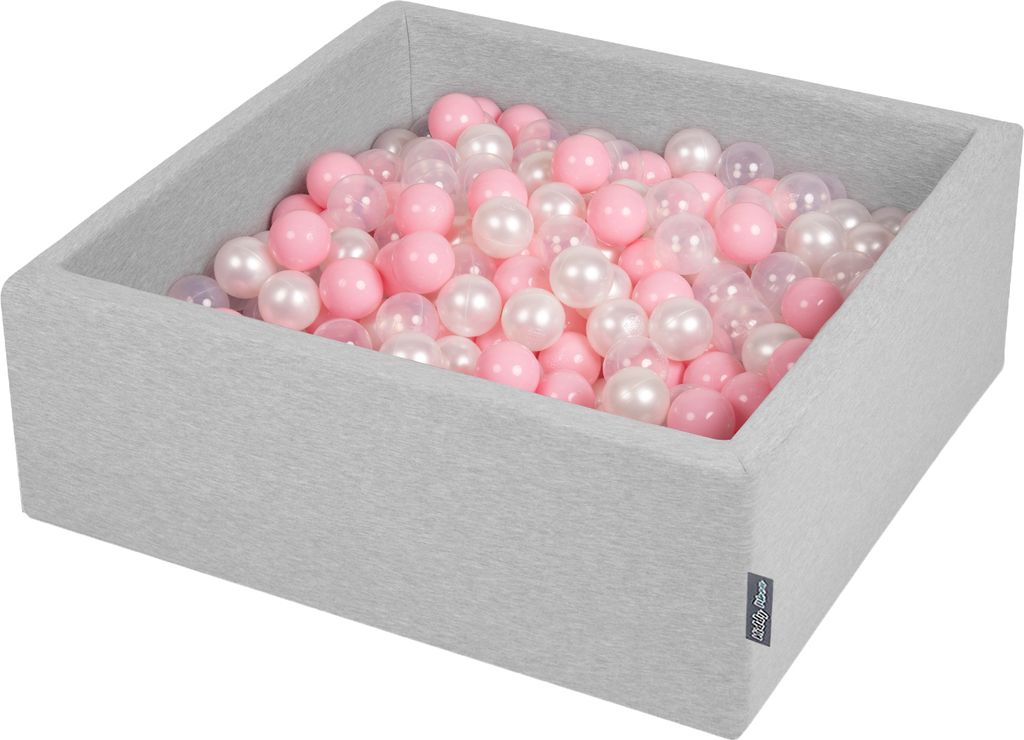 KiddyMoon Bällebad 90x30cm 200 Bälle ∅7cm Quadrat Bällepool Mit Bunten Bällen Für Babys Und Kinder