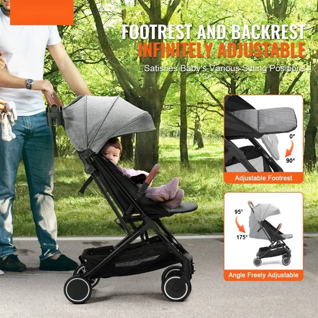 Combiné Poussette Évolutive 2-en-1 avec Châssis Pliable Gris Anthracite