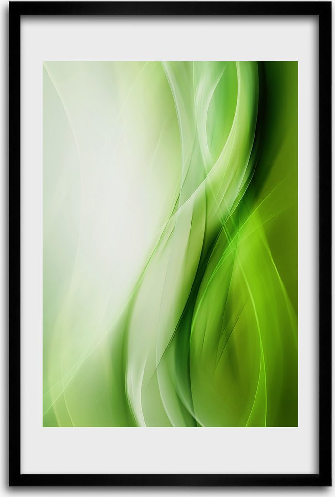Bild - Bilderrahmen - 40 cm x 60 cm - MDF - Rahmen - Wandkunst - Grüne Wellen Hintergrund