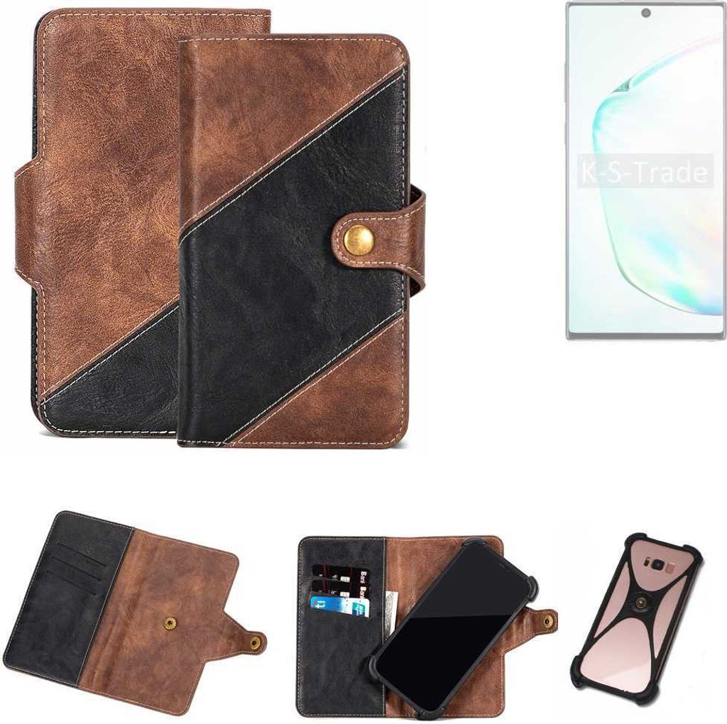 K-S-Trade Handyhülle Schutzhülle Bookstyle Case kompatibel mit Samsung Galaxy Note 10+ 5G Klapphülle Cover Hülle Schutztasche 1x