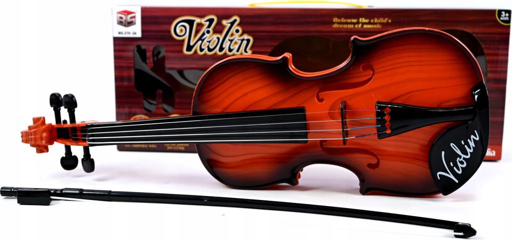 Kinder Geige mit Bogen Spielzeug Violine Musikinstrument 4 Saiten 40cm Braun Klassik
