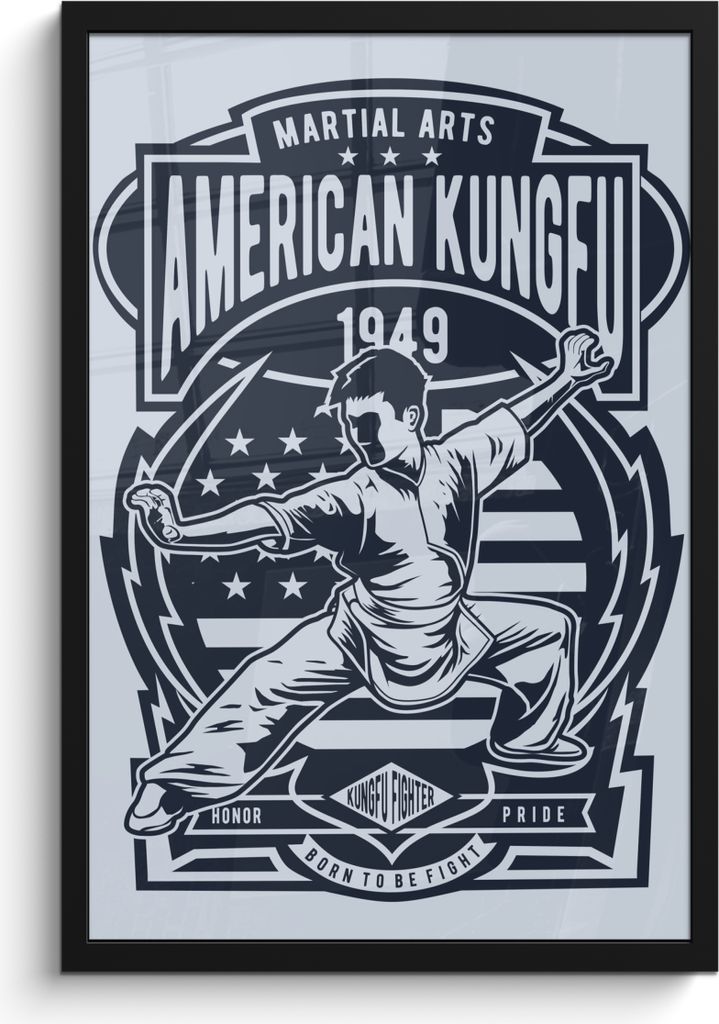 MuchoWow® MuchoWow® Gerahmtes Poster Kungfu - Sport - Retro Produktbild 