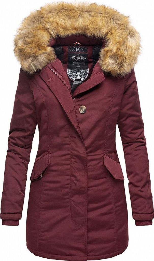 Marikoo Karmaa Damen Winter Jacke Stepp Parka Mantel Winterjacke warm gefüttert Wine Gr. 36 - S
