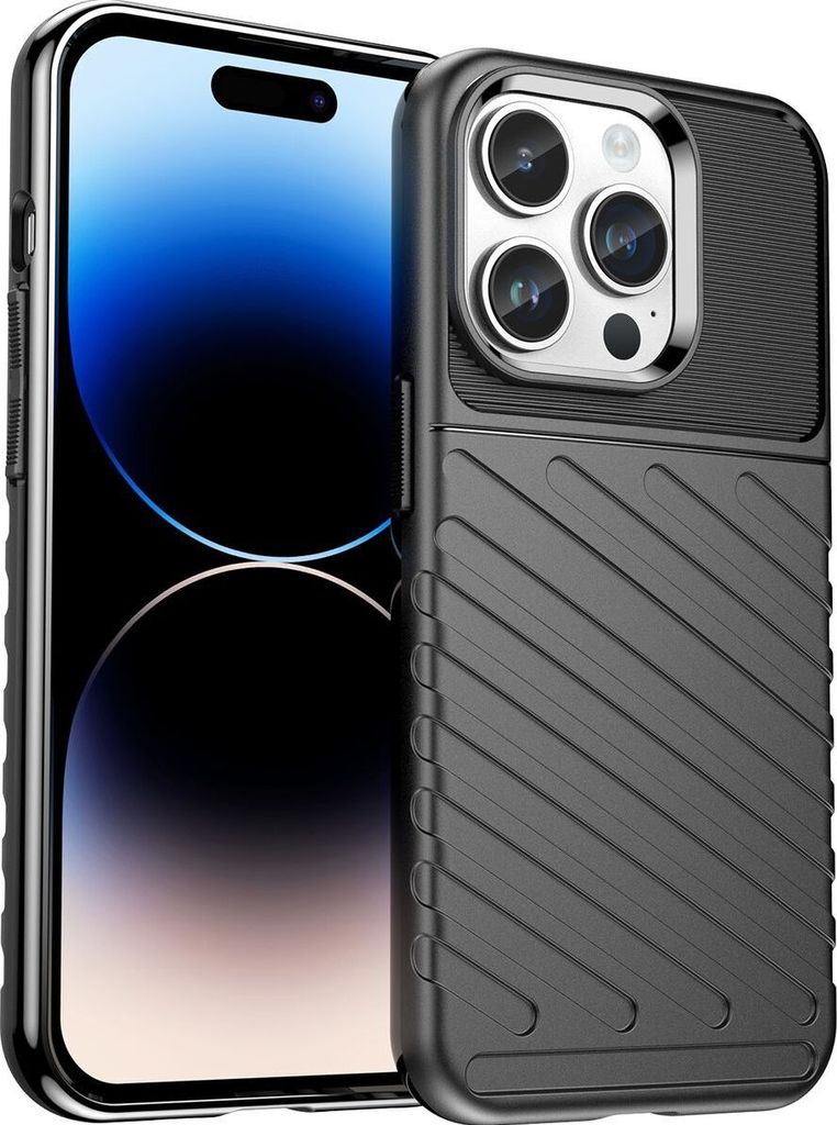 Mobigear Groove iPhone 15 Pro Max Hülle Flexibles TPU Backcover - Schwarz