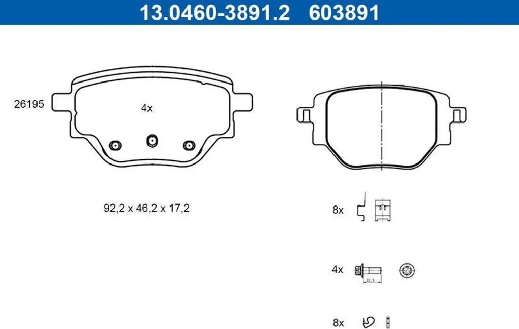 ATE 13.0460-3891.2 Jeu de Plaquettes de Frein pour Peugeot 208 et 2008