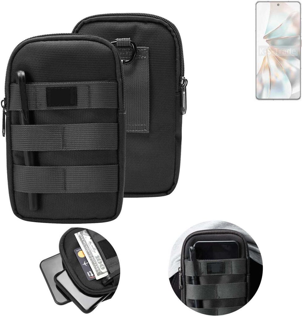 K-S-Trade Holster Gürtel Tasche kompatibel mit Nubia Z60S Pro Handy Tasche Schutz Hülle dunkel-grau viele Fächer, 1x