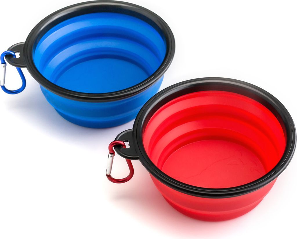 PRECORN 2er Set Reisenapf Hundenapf Futternapf Wassernapf - Faltbare und Robuste Napfschalen für Unterwegs - Ideal für Hund und Katze - Outdoor u...