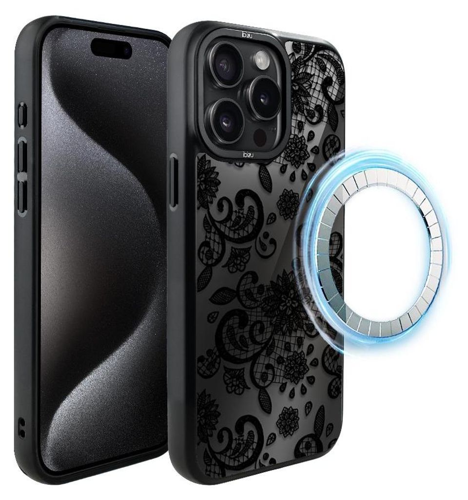 Schutzhülle für das iPhone 15 Pro Max, MagSafe-kompatibel, mattschwarze Seiten, Zierspitze