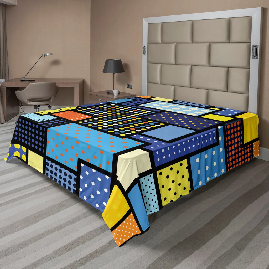 Drap de dessus doux multicolore avec motifs pixelisés vintage 275x260 cm