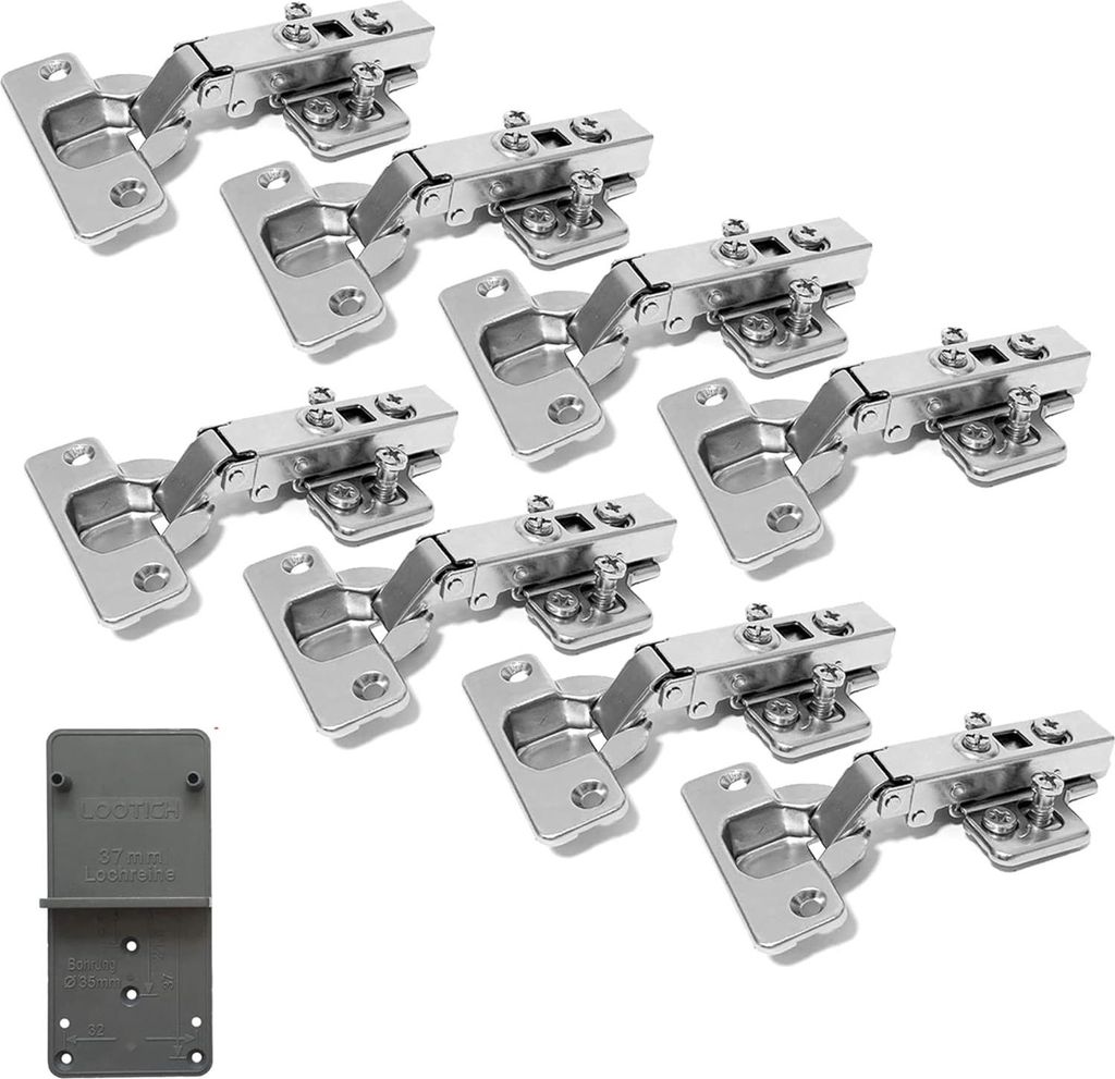 110°-Vollauszugscharniere, 35 mm, Soft-Close-Funktion mit hydraulischem Dämpfer, selbstschließende Scharniere für Küchenschränke, 8 Stück