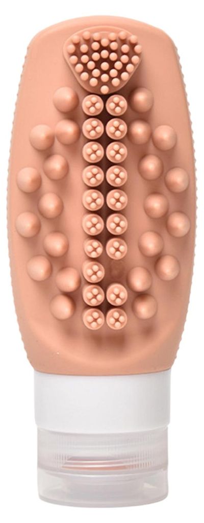 90 ml 2-in-1 Silikon-Reiseflasche mit Shampoobürste, auslaufsicher, wiederverwendbar, zur Aufbewahrung von Lotion und Spülung, tragbar, nachfüll...