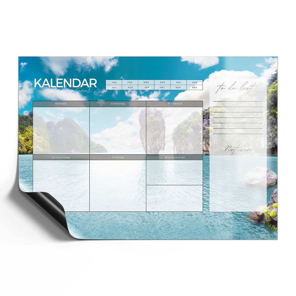 DEQORI Magnetmatte Universal 30x21 cm (A4) 'W-Planer 2 Asien (DE)' Magnetfolie Kalender Planer