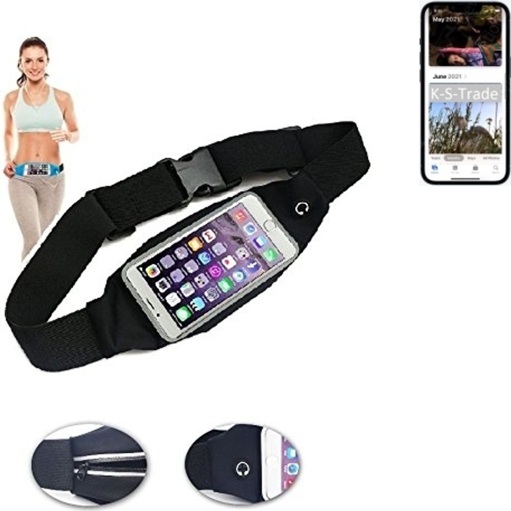K-S-Trade Jogging-Armband kompatibel mit Apple iPhone 13 Pro Gürteltasche Umhängetasche Bauchtasche schwarz Sport Running Jogging Fitness Laufen