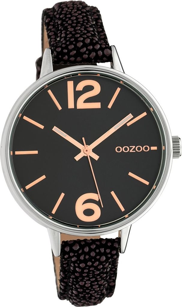 Oozoo Leder Damen Uhr C10459 Quarzuhr Armband schwarz braun Produktbild 