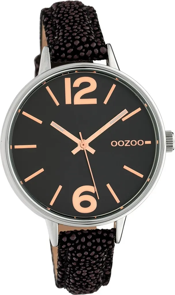 Oozoo Timepieces C10459 Montre Femme Noir Marron Cuir Analogique Design