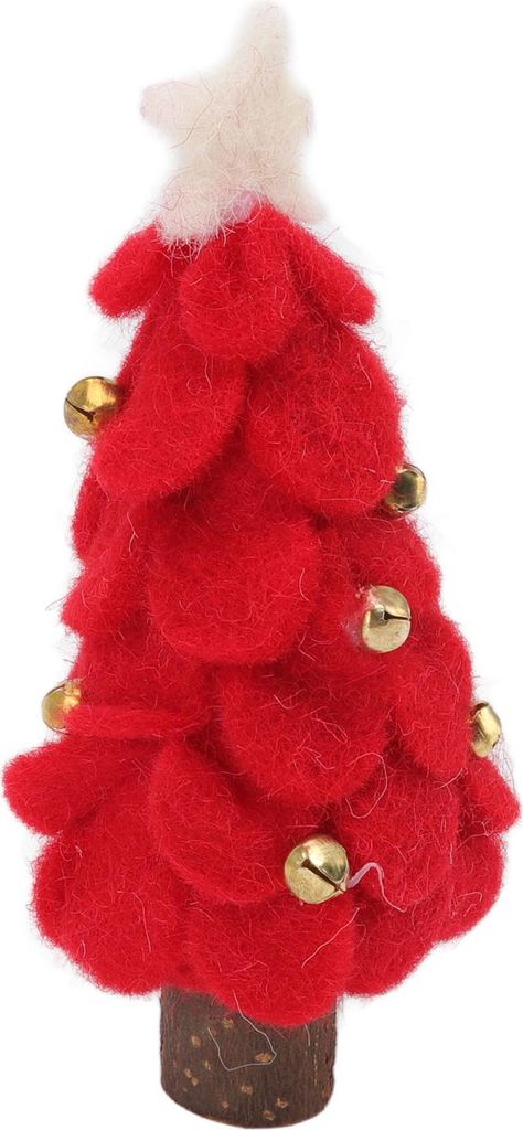 Wolle Filz Weihnachtsbaum Holz Kleine Weihnachtsbaum Dekorationen für Home Display Fenster Rot