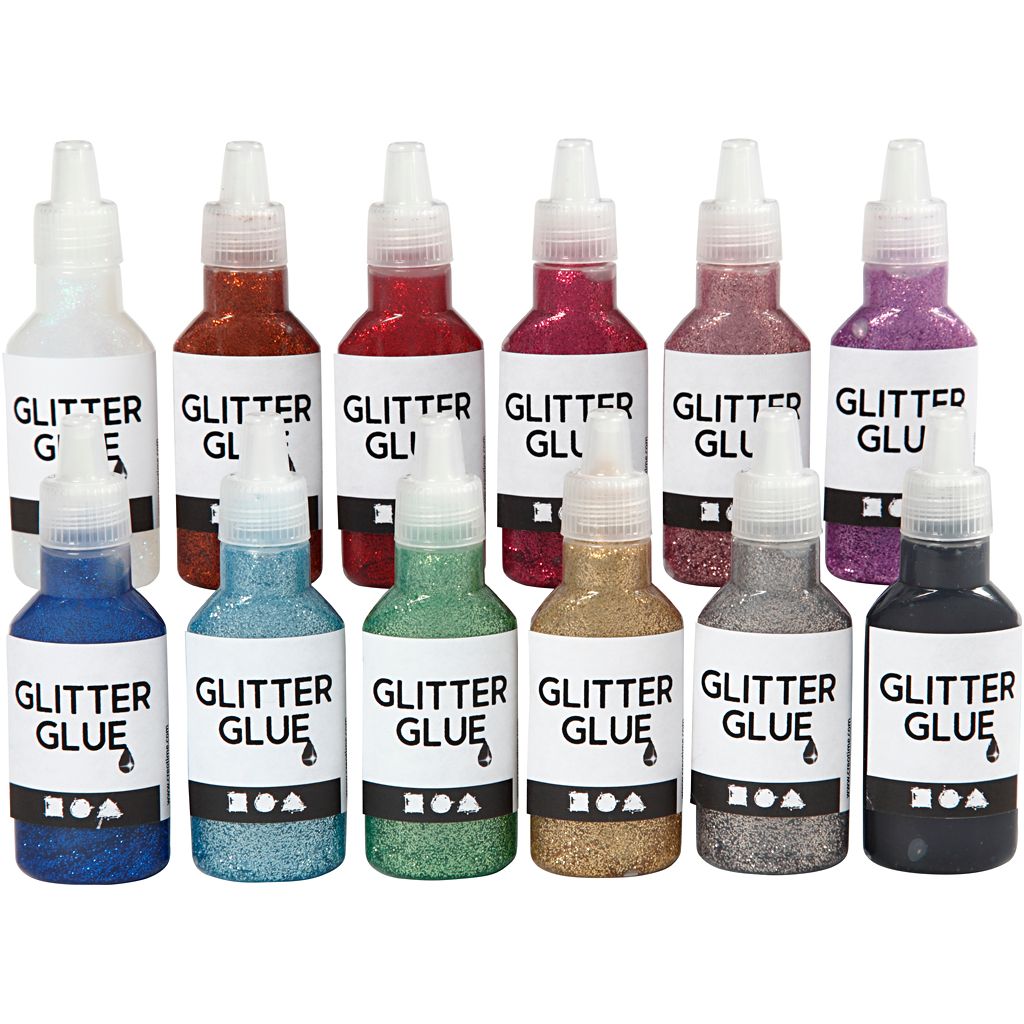 Creativ Company Glitzerkleber Set Basteln 12x25 ml