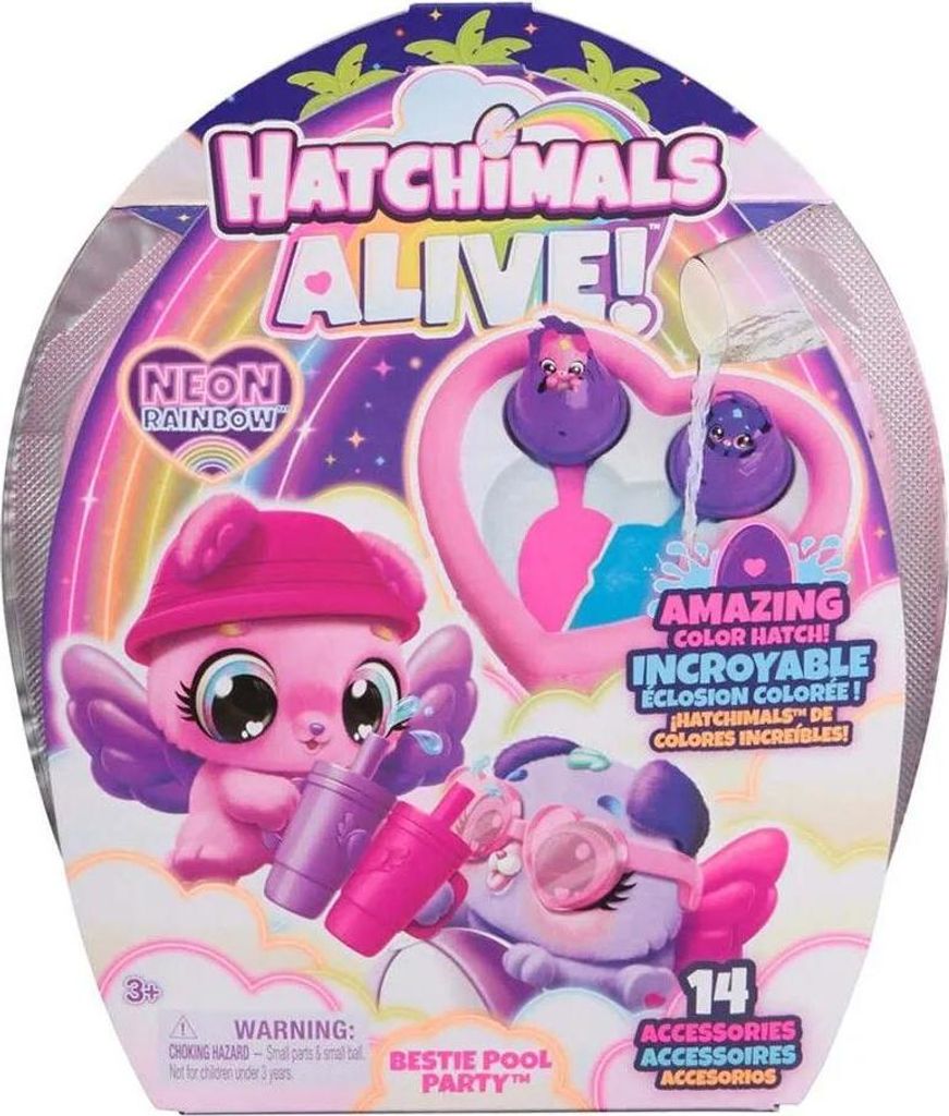 Hatchimals Alive Neon Rainbow Bestie Pool Party, 3 Jahr(e), Mehrfarbig