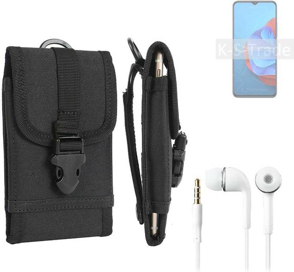 K-S-Trade Holster Schutz Hülle kompatibel mit Coolpad Cool 20s Gürteltasche Handy Hülle Tasche outdoor Seitentasche schwarz 1x + Kopfhörer
