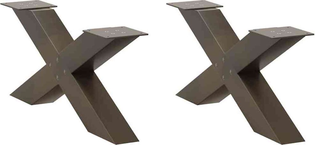 Couchtischbeine X-Form 2 Stk. Naturstahl 70x(30-31) cm Stahl