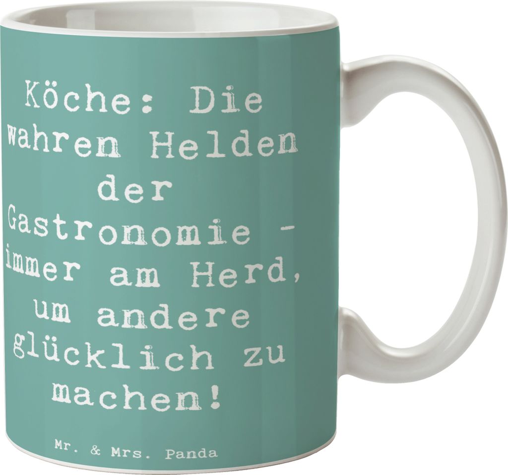 Mr. & Mrs. Panda Kaffeebecher Spruch Koch Helden - Meeresbrise - Geschenk, kreative Geschenke, Berufe, Kochkunst, Beruf, Tasse, haferl, hausgemacht...