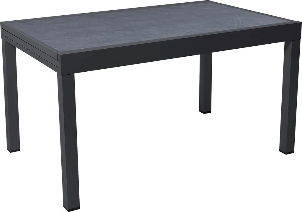 Grande table de repas extensible pour terrasse en aluminium noir Lagos