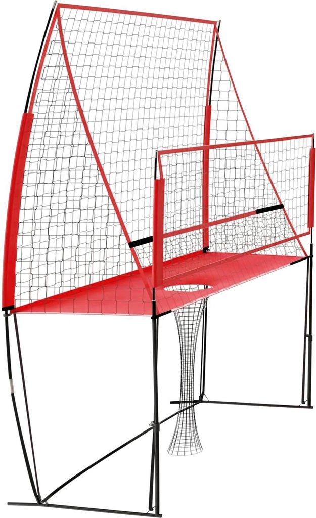 Trainingsnetz für Volleyball - Volleyballnetz - 3‐in‐1 Tragbar - Höhenverstellbar 198–240 cm - Innen/Außen - Rot