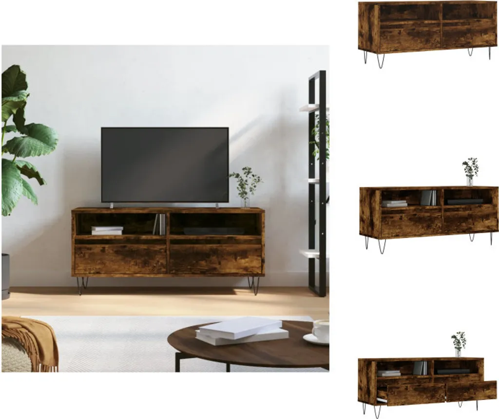 Mobile TV Rovere Fumé 100x34,5x44,5 cm | Arredo Soggiorno vidaXL