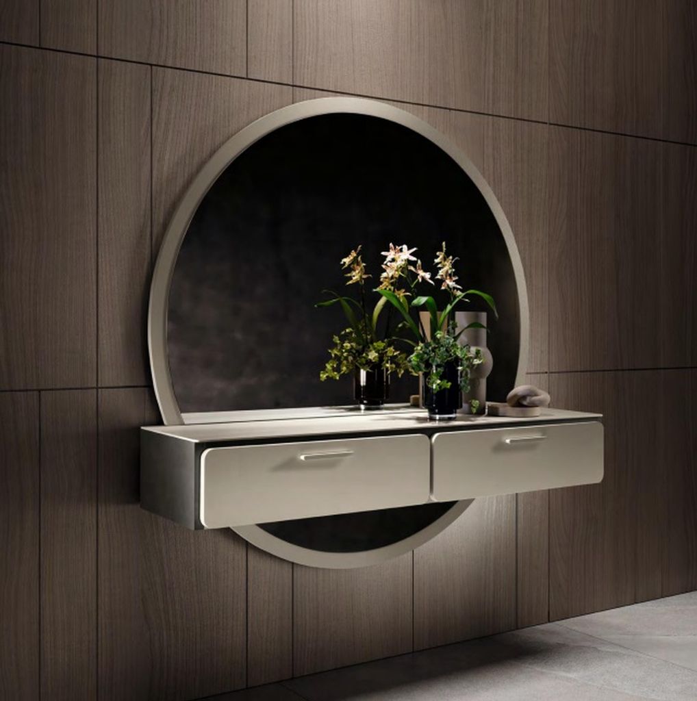 Moderner Konsolentisch Eleganter Hängender Ablagentisch Spiegel