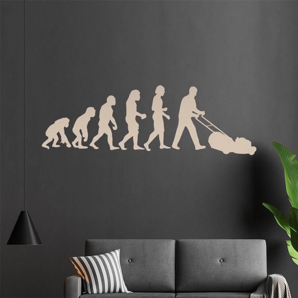 KIWISTAR Evolution - Rasenmäher Hexler Gras Roboter Wandtattoo in 6 Größen - Wandaufkleber Wall Sticker - Dekoration, Küche, Wohnzimmer, Schlaf...