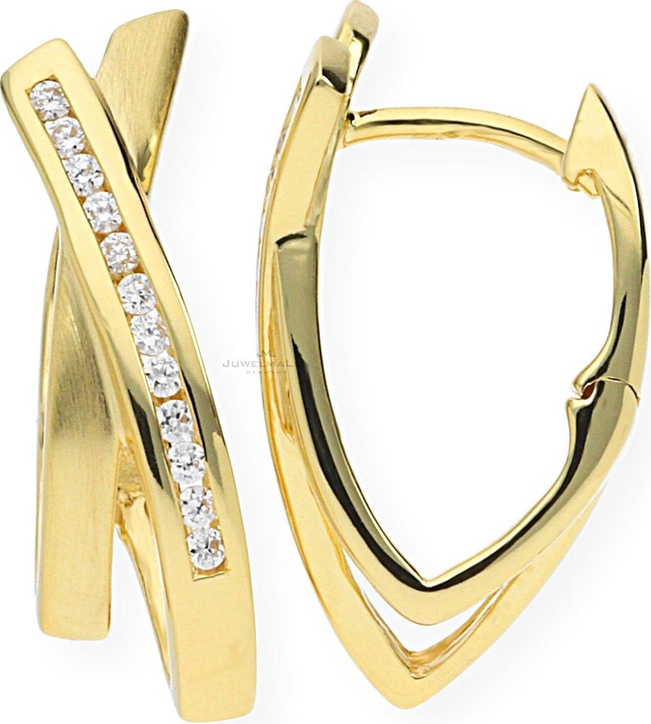 JuwelmaLux Creolen Silber 925 Gold plattiert mit Zirkonia JL20-06-0292