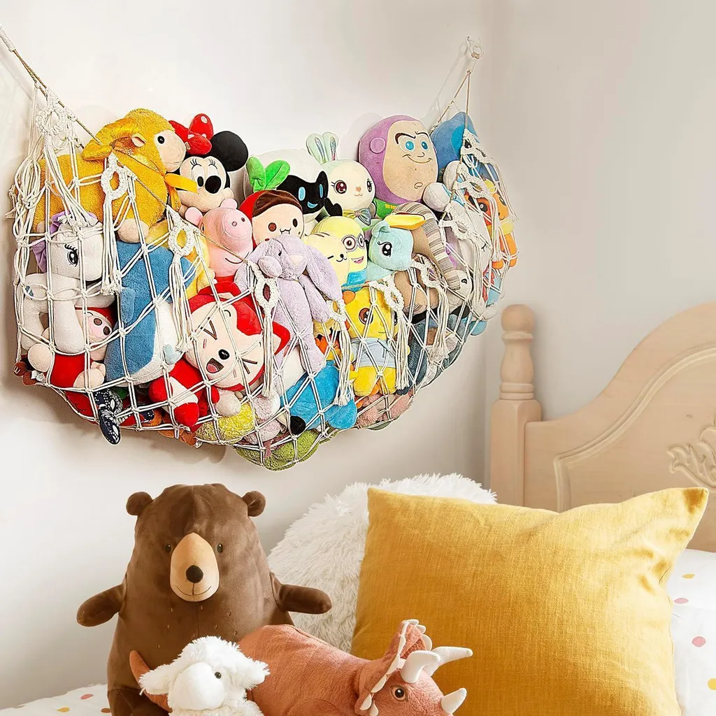 Hamac peluche macramé pour mur plat modèle boho blanc 45cm