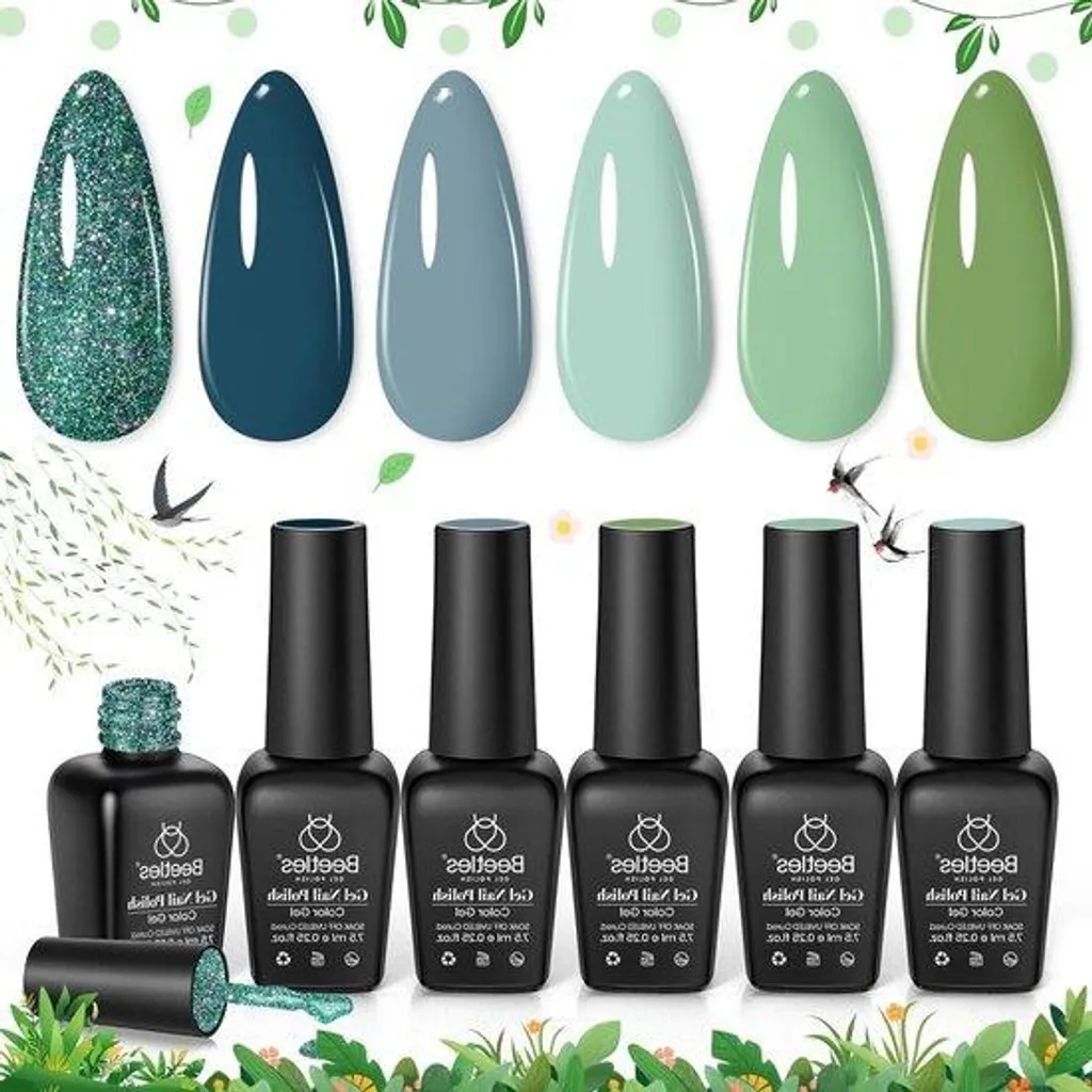 Coffret Vernis Ongles Gel pour Femme - Kit Complet 6 Couleurs Ocean Mist