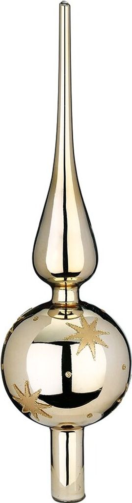 Christbaumspitze Glas mit Sterne Motiv Glanz 30cm - Brokatgold