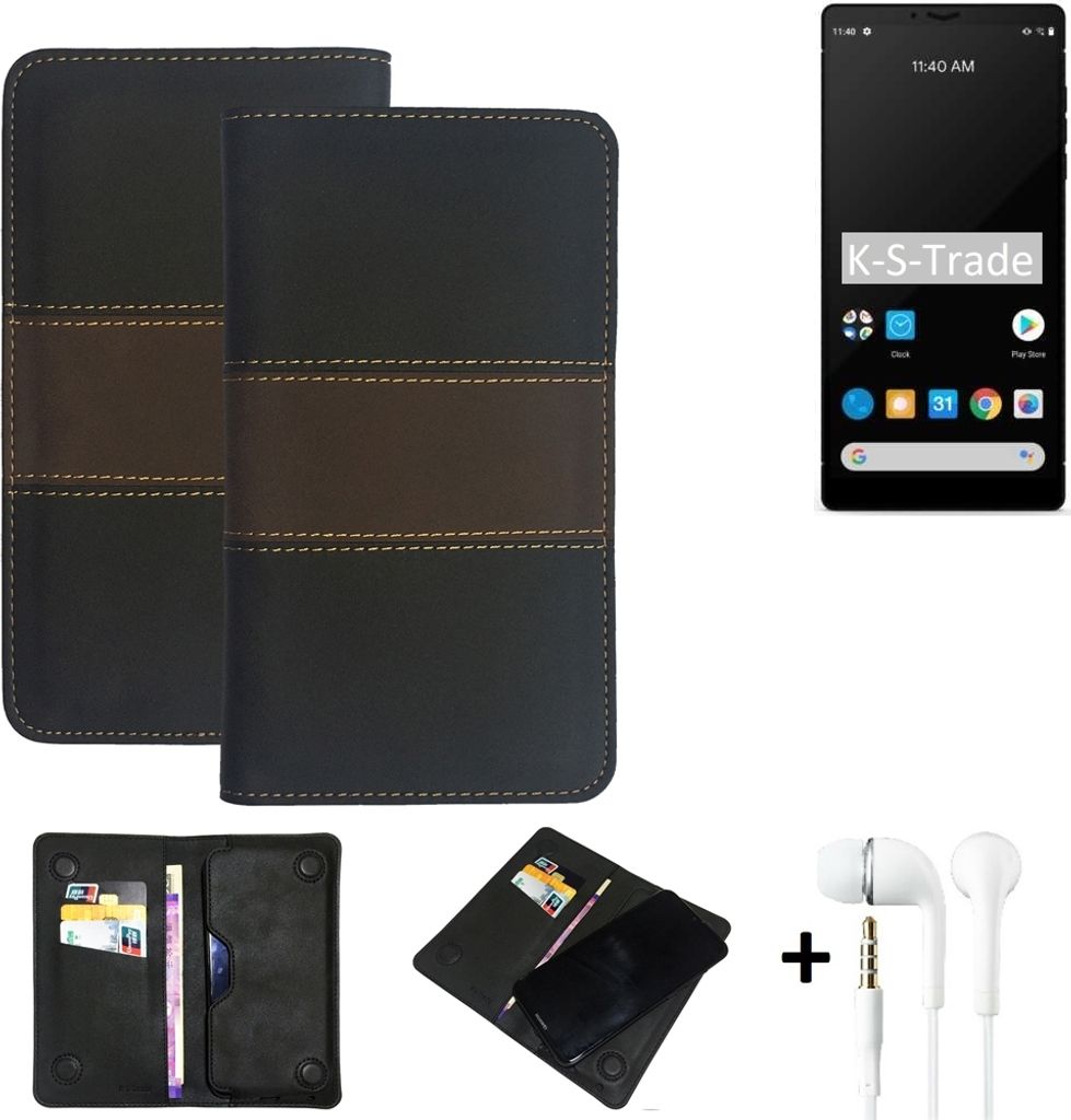 K-S-Trade Handyhülle + Kopfhörer kompatibel mit Carbon 1 MKII Schutzhülle Walletcase Bookstyle Tasche Schutz Case Hülle Wallet Cover Kunstleder