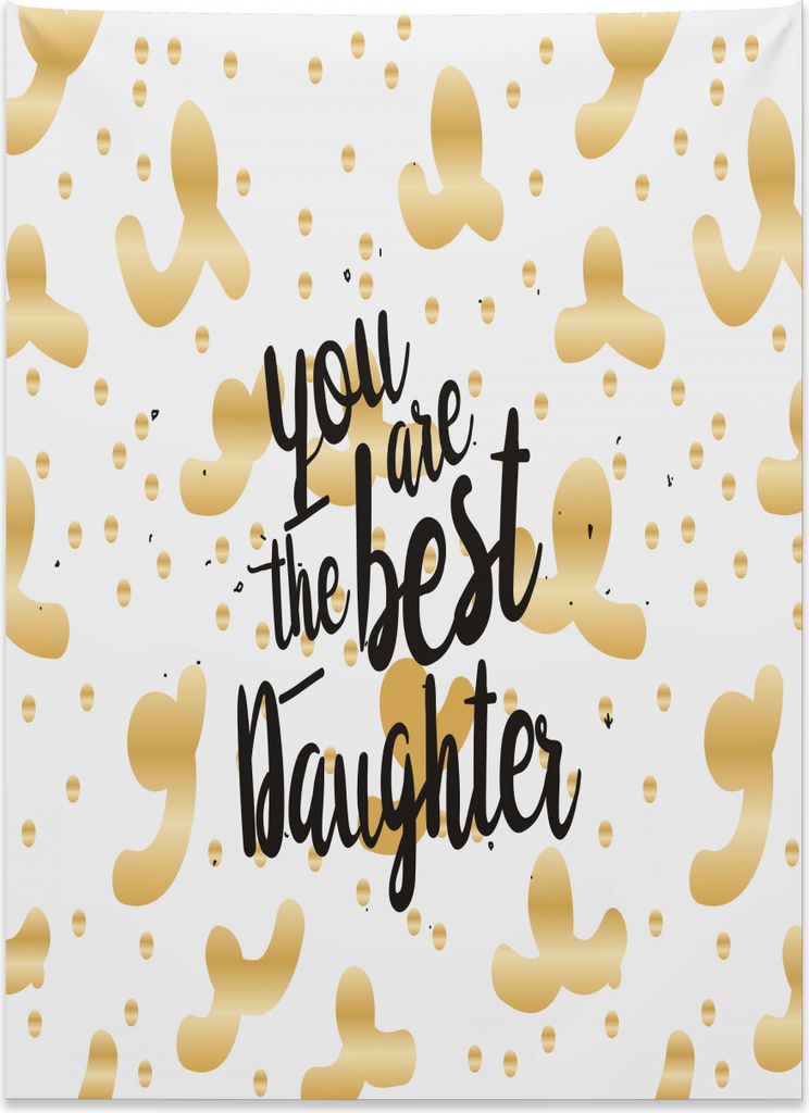 Abakuhaus Tochter Wandteppich, Bestes Tochter-Zitat aus Weiches Mikrofaser Stoff Kein Verblassen Klare Farben Waschbar, 110 x 150 cm, Sandbraun Wei...