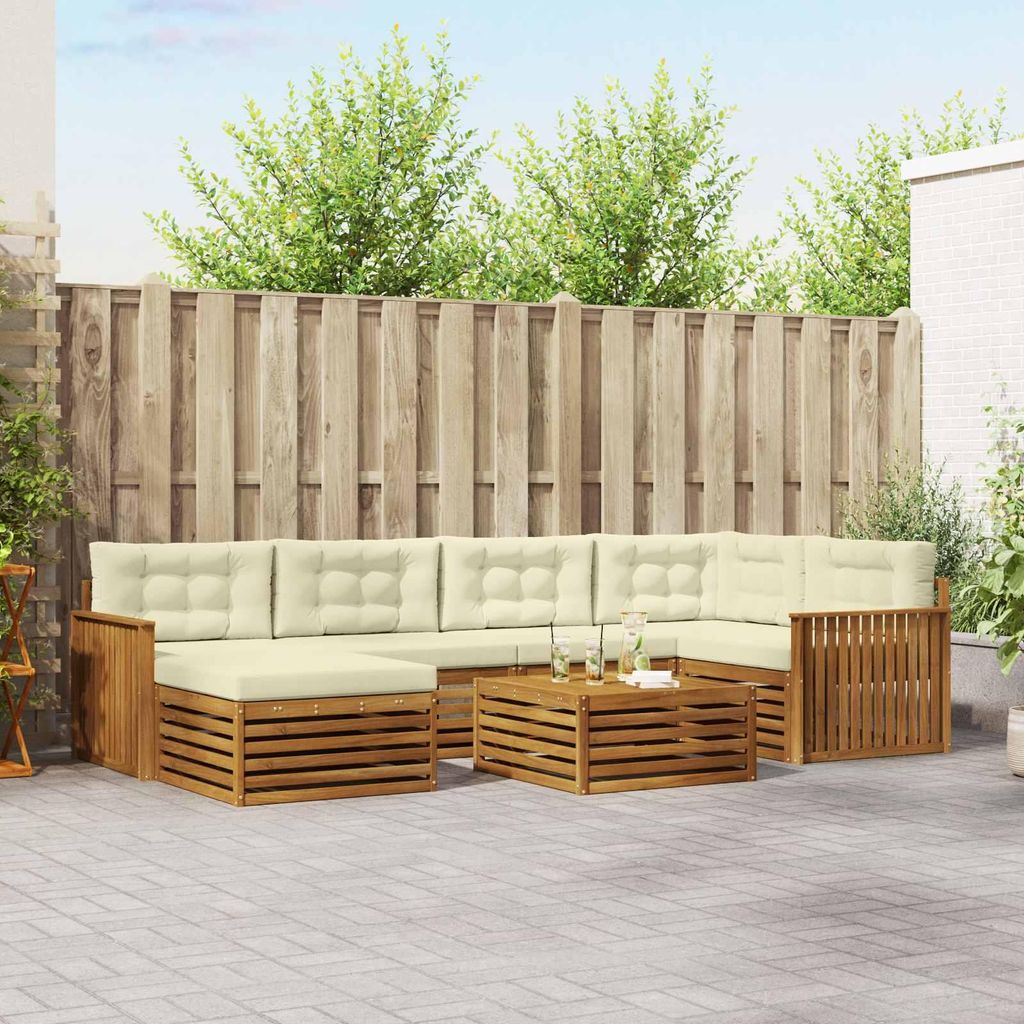 "Neues Produkt" Outdoor-Sofagarnitur ANTI-UV - CLORIS - mit Kissen - 7 pcs - Natur und Creme - Modern Gartensofas V1449