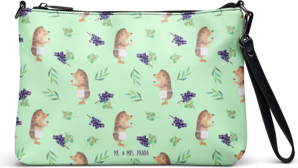 Mr. & Mrs. Panda Damentasche Igel Wein - Grün - Geschenk, Tasche, Weinglas, Handtasche, Umhängetasche Damen, Weißwein, Spruch, Lustige Sprüche,...