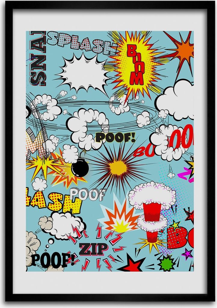 Bild - Bilderrahmen - Foto - 70 cm x 100 cm - MDF - Rahmen - Wandkunst - Comics