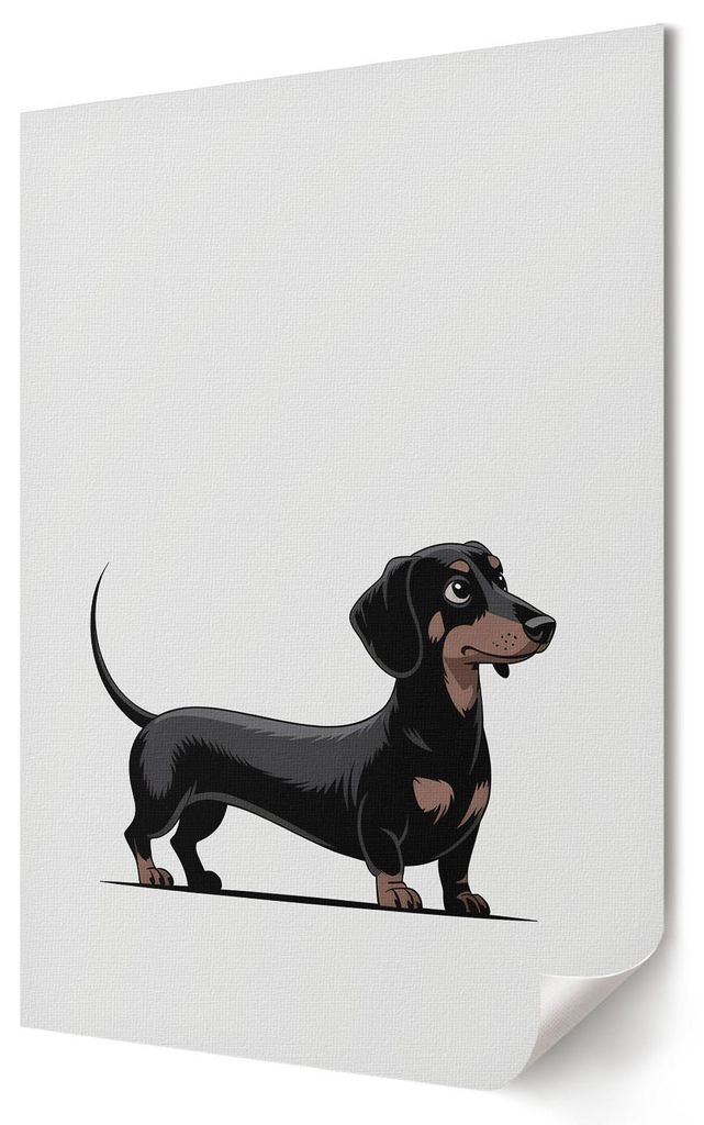 Dackelzeichnung- Kunstdruck A3 (29x42 cm) - Humorvoll, modern, minimalistisch- Wandbild für Wohnzimmer Schlafzimmer & Flur, Modernes Poster Wandde...