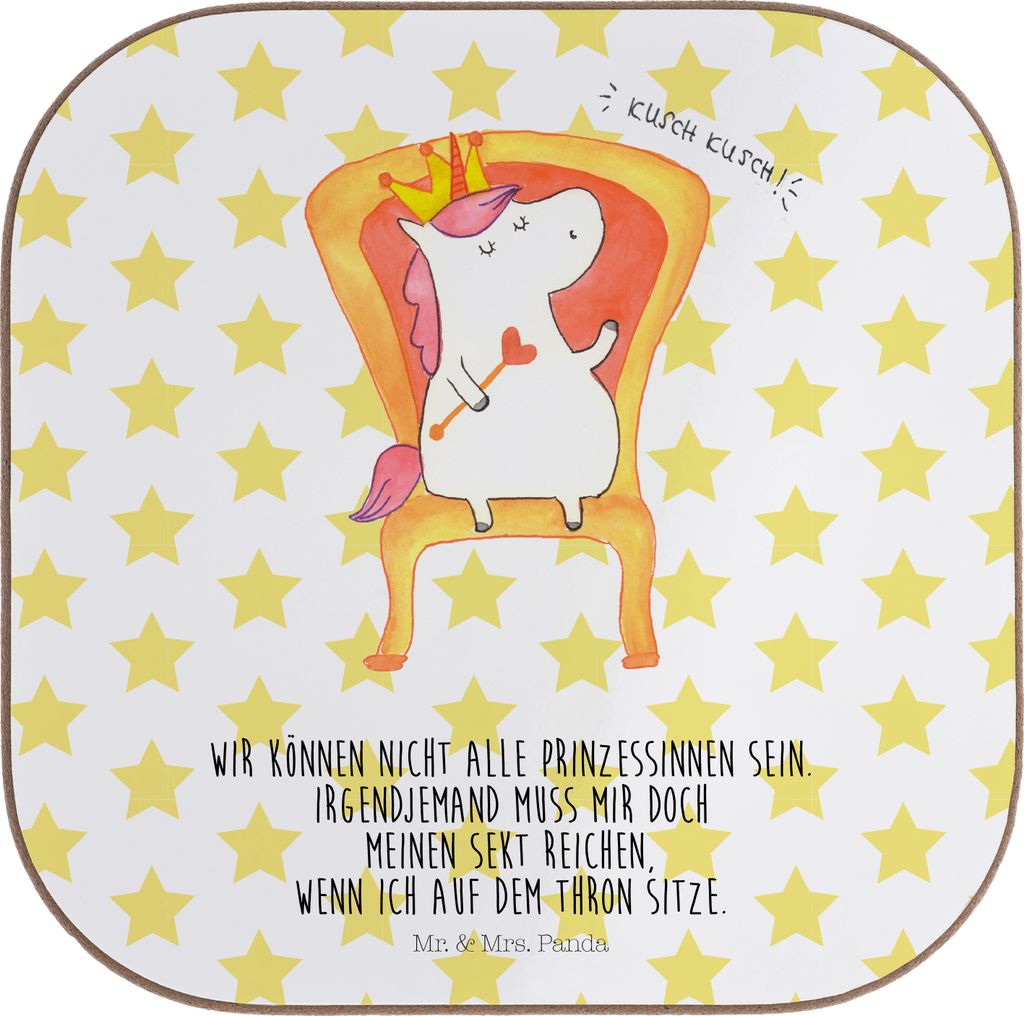 Mr. & Mrs. Panda Untersetzer für Gläser Einhorn König - Weiß - Geschenk, Krone, Unicorn, Holzuntersetzer, Tassenuntersetzer, Tassen, Coaster, g...